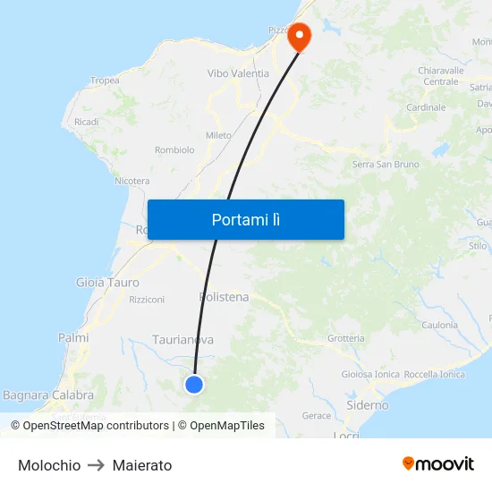 Molochio to Maierato map