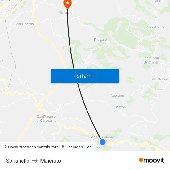 Sorianello to Maierato map