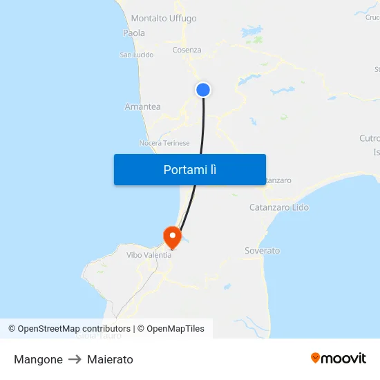 Mangone to Maierato map