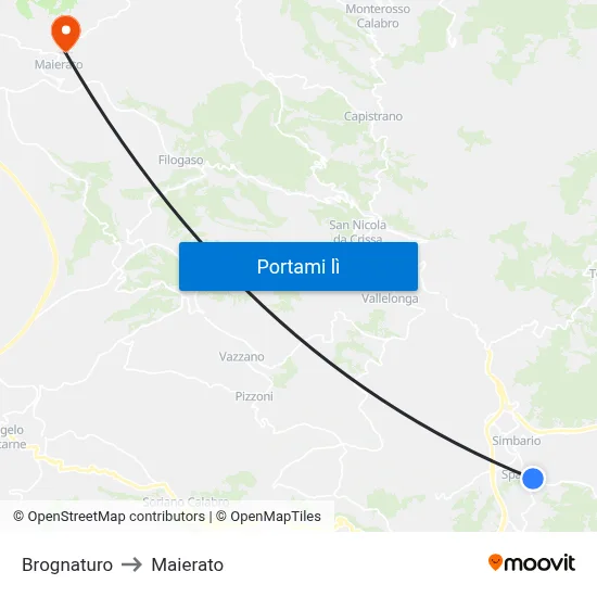 Brognaturo to Maierato map