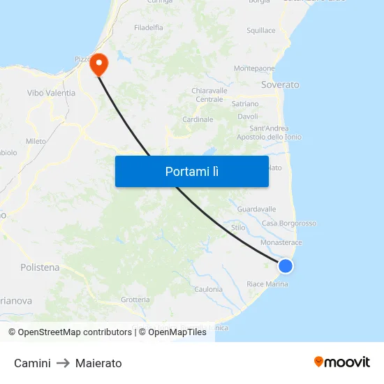 Camini to Maierato map