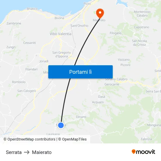 Serrata to Maierato map