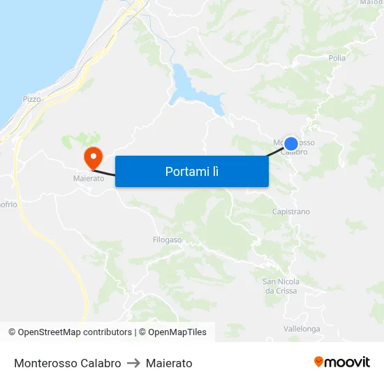 Monterosso Calabro to Maierato map