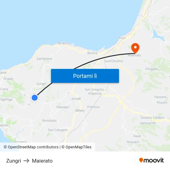 Zungri to Maierato map