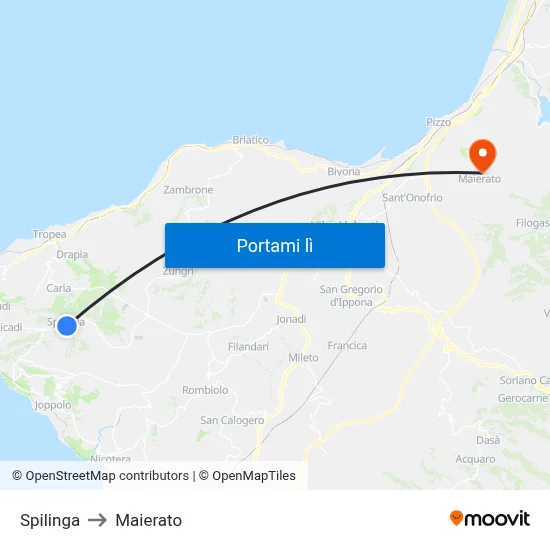 Spilinga to Maierato map