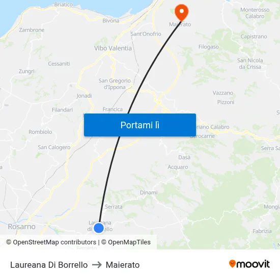 Laureana Di Borrello to Maierato map