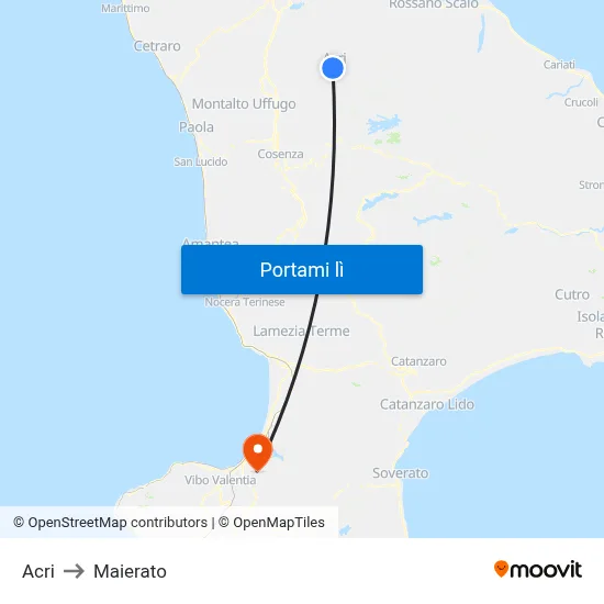 Acri to Maierato map