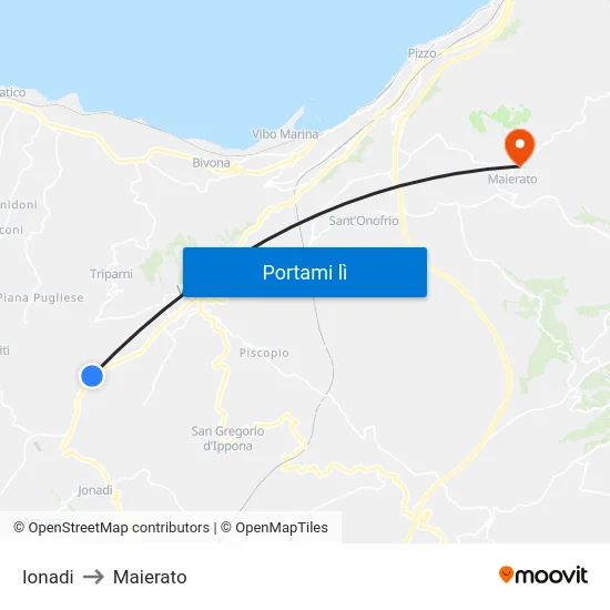 Ionadi to Maierato map