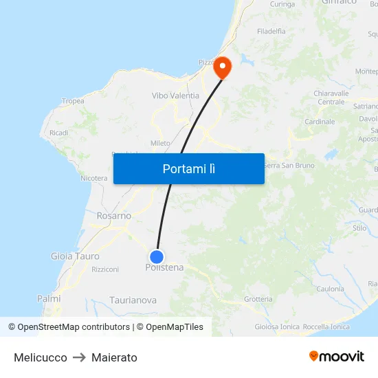 Melicucco to Maierato map