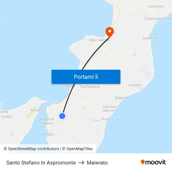 Santo Stefano In Aspromonte to Maierato map