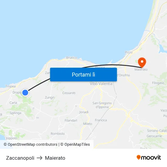 Zaccanopoli to Maierato map