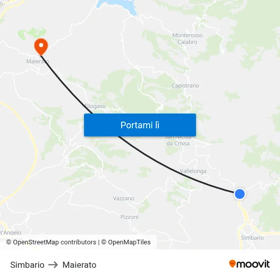 Simbario to Maierato map