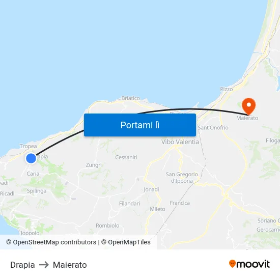 Drapia to Maierato map