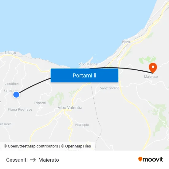 Cessaniti to Maierato map