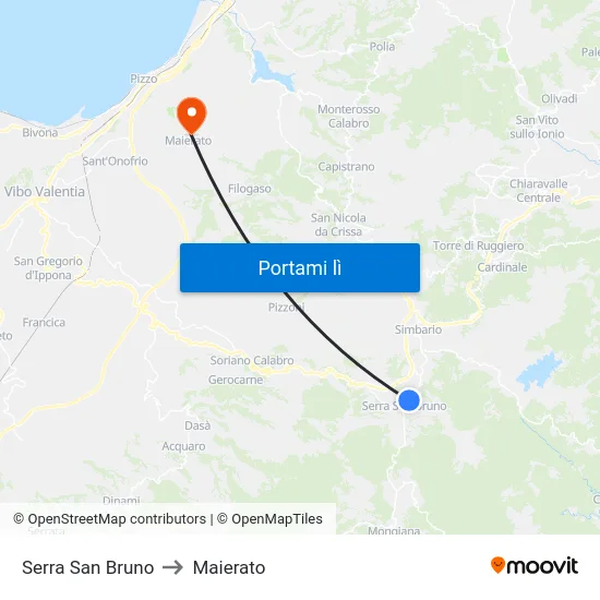 Serra San Bruno to Maierato map