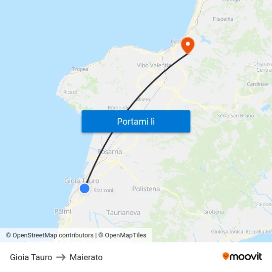 Gioia Tauro to Maierato map