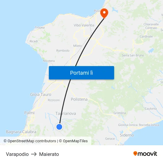 Varapodio to Maierato map