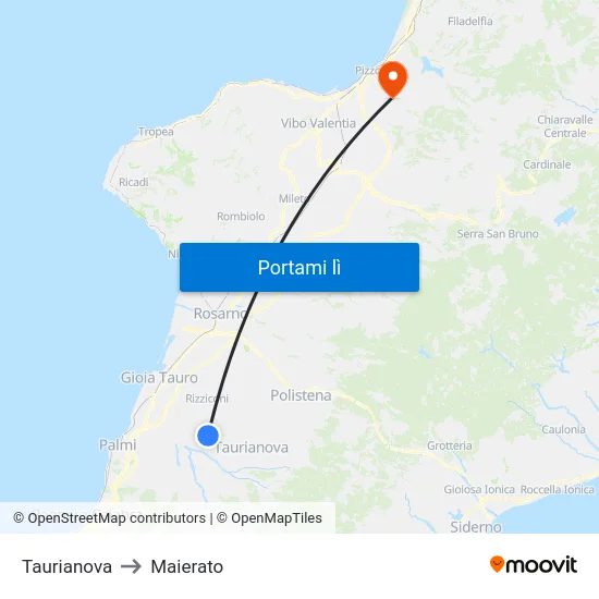 Taurianova to Maierato map