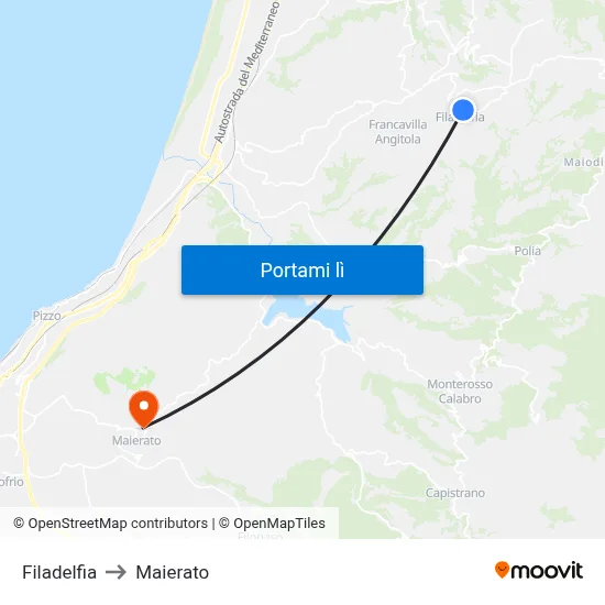 Filadelfia to Maierato map