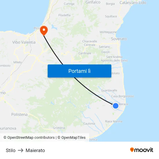 Stilo to Maierato map