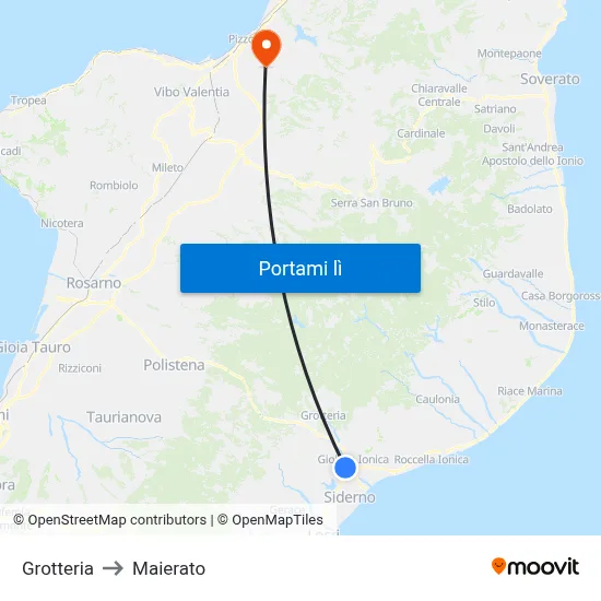 Grotteria to Maierato map