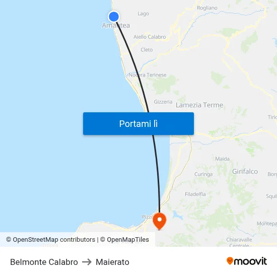 Belmonte Calabro to Maierato map