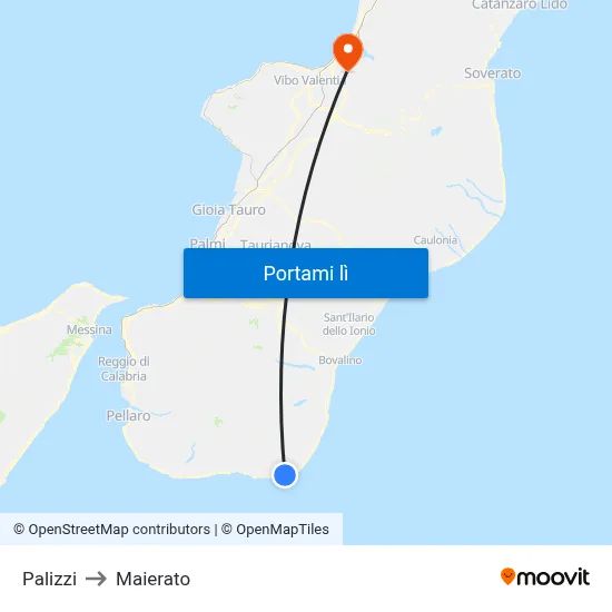 Palizzi to Maierato map