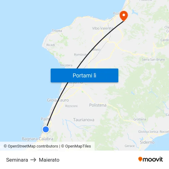 Seminara to Maierato map