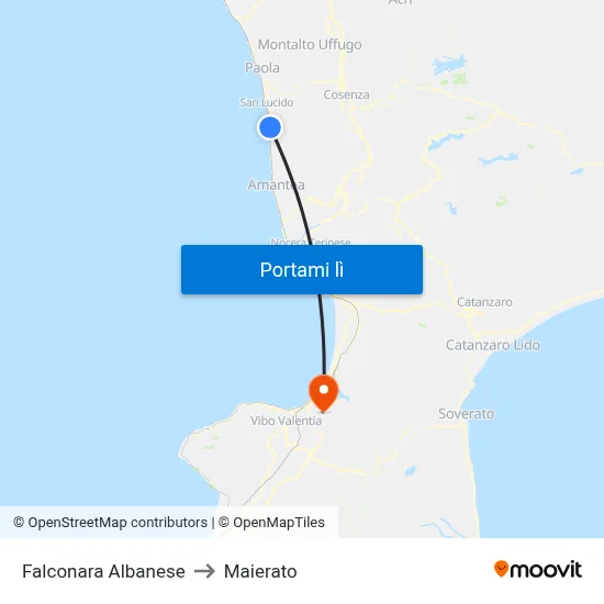 Falconara Albanese to Maierato map