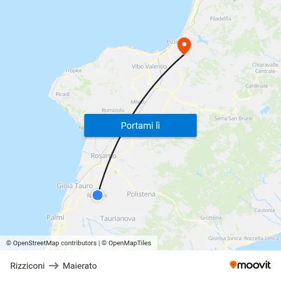 Rizziconi to Maierato map