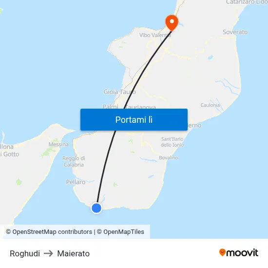 Roghudi to Maierato map