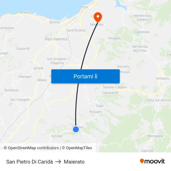 San Pietro Di Caridà to Maierato map