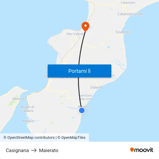 Casignana to Maierato map