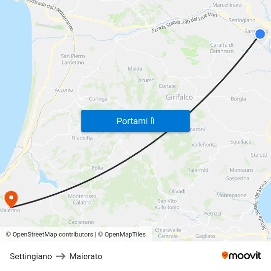 Settingiano to Maierato map