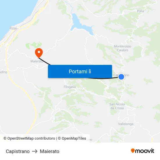 Capistrano to Maierato map