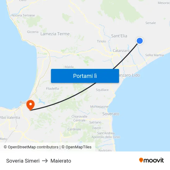 Soveria Simeri to Maierato map
