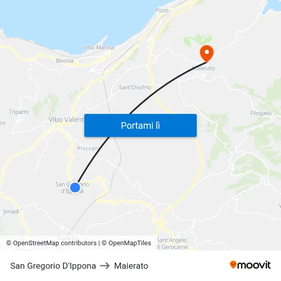 San Gregorio D'Ippona to Maierato map