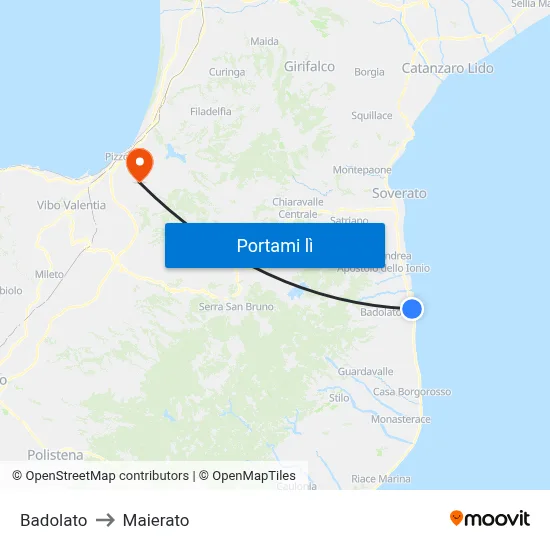 Badolato to Maierato map