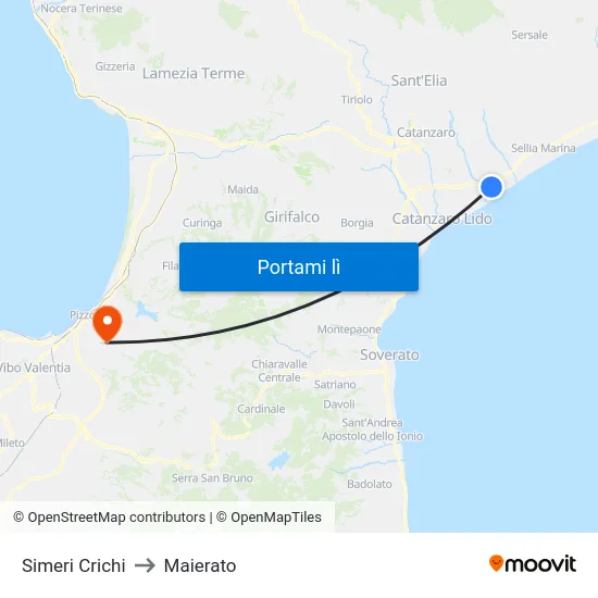 Simeri Crichi to Maierato map