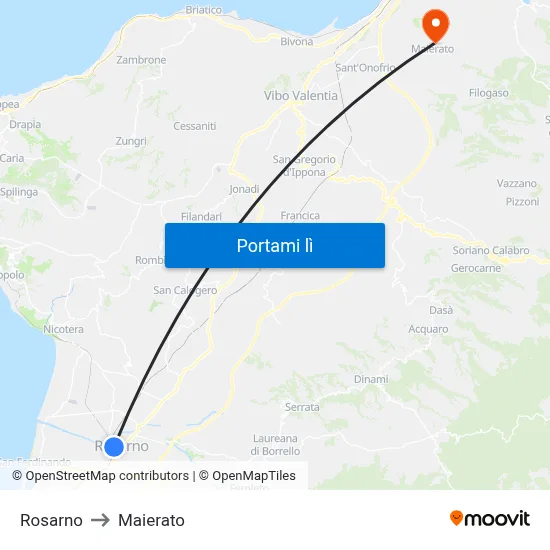 Rosarno to Maierato map