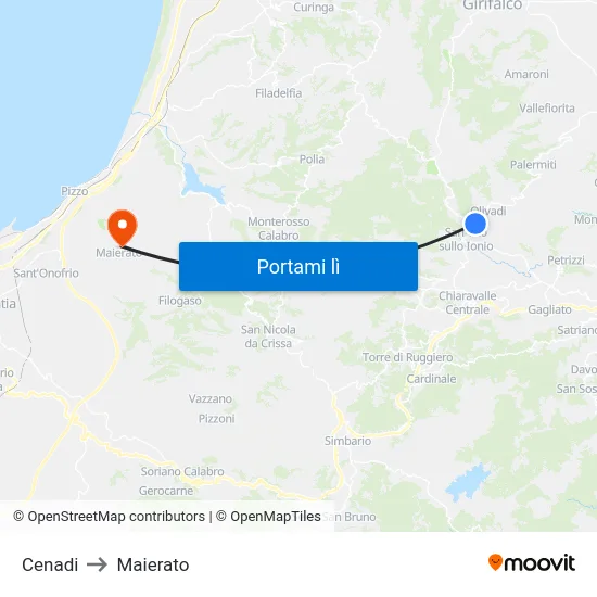 Cenadi to Maierato map