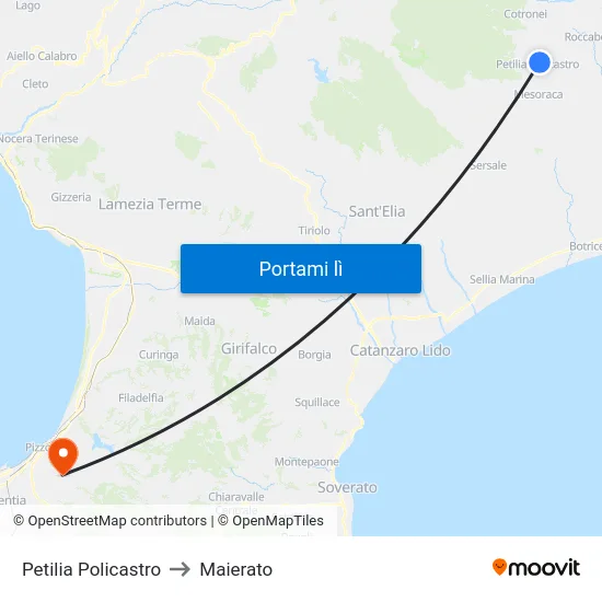 Petilia Policastro to Maierato map