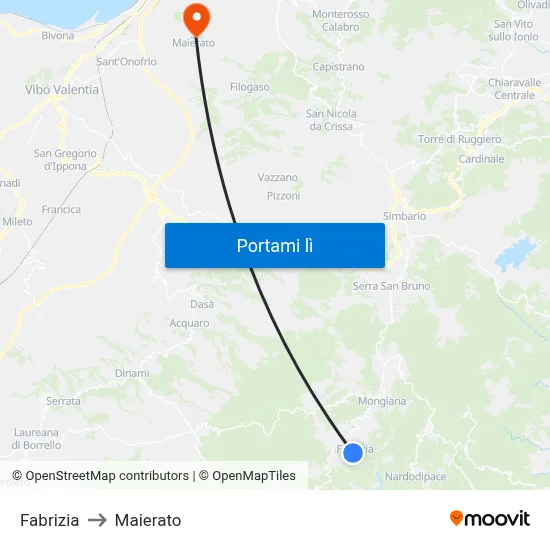 Fabrizia to Maierato map