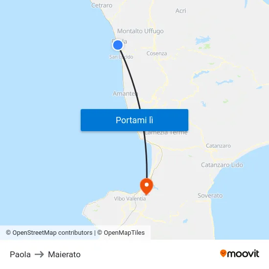 Paola to Maierato map