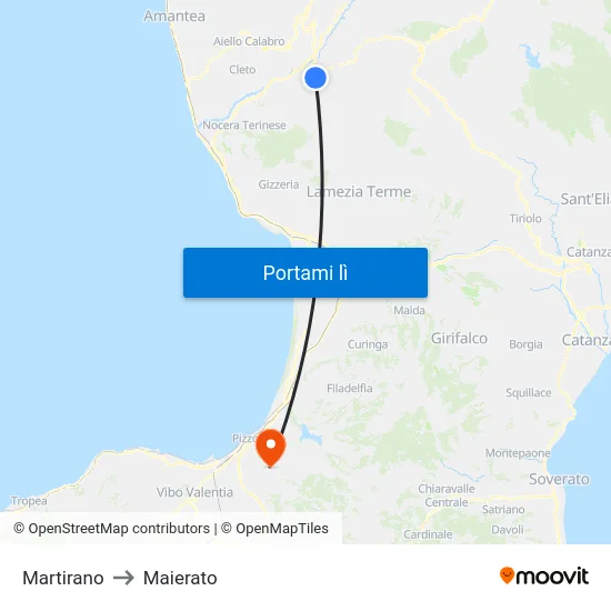 Martirano to Maierato map
