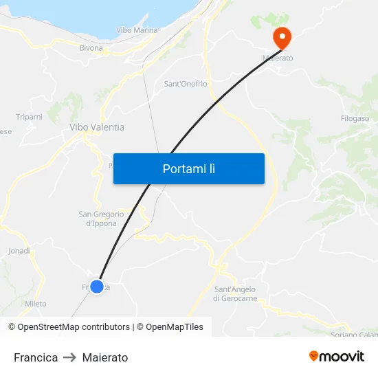 Francica to Maierato map