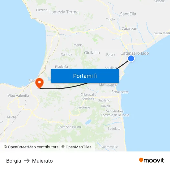 Borgia to Maierato map