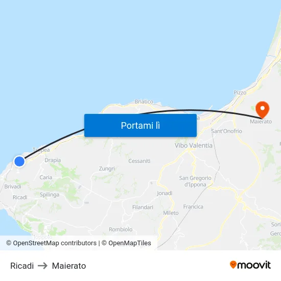 Ricadi to Maierato map