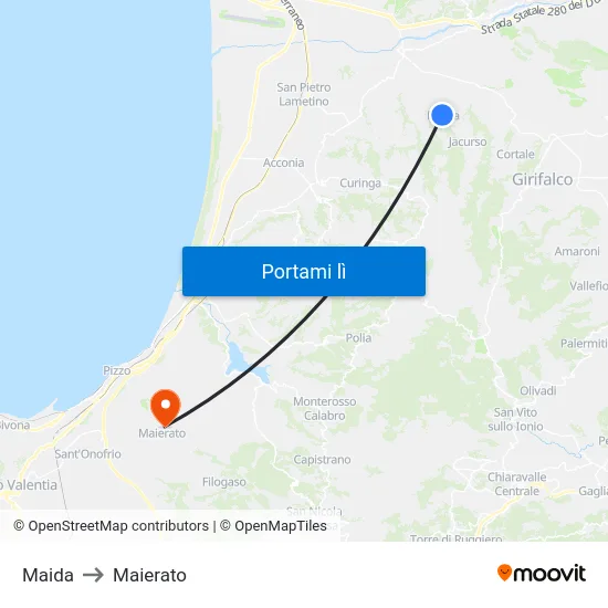 Maida to Maierato map