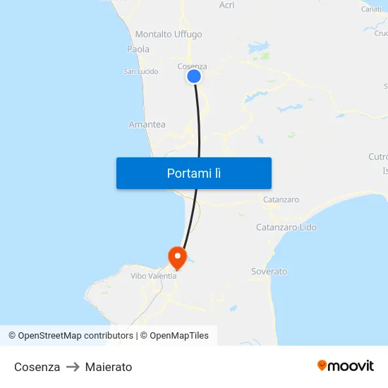 Cosenza to Maierato map